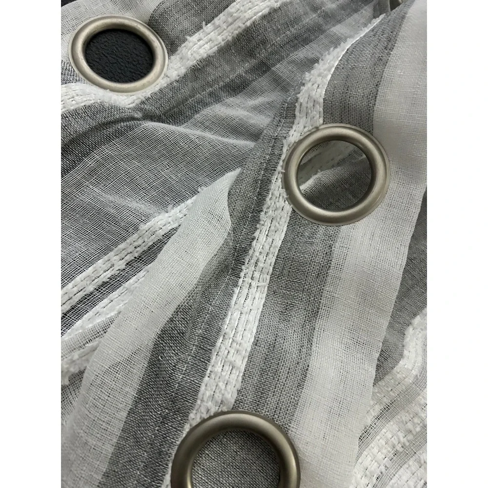 At Home Gray‎ White Stripe Grommet Top Window Curtain 2 Panels 50x82